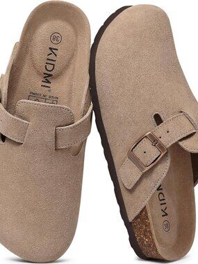 Genuine Suede Clogs for Women Men Cork Footbed Mules Potato Shoes